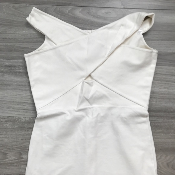 MASON WOMENS WHITE SHEATH DRESS OFF SHOULDER JERSEY MIDI NYE PARTY LARGE - Picture 3 of 9